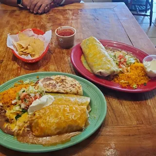 3. Quesadilla, Enchilada & Burrito Combo Plate