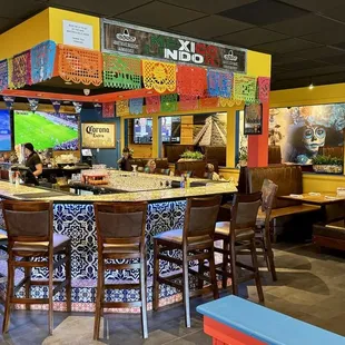 Bar and dining room taken from the entrance.  Can you tell it was originally an Applebees?