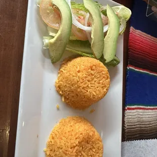 Rice and fixings to make tacos