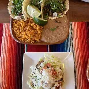 3 tacos meal and lengua sope