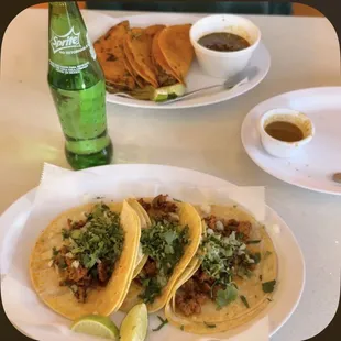 Chorizo Tacos and Birria Tacos