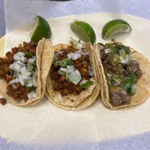 three tacos on a plate
