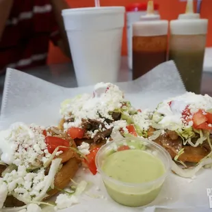Sopes - each with a different meat. Delicous and very filling