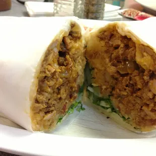 Marinated pork burrito