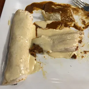 Tamale, cheese, enchilada, and beef burrito
