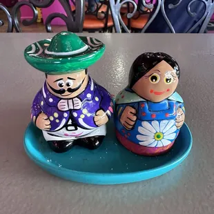 Salt and pepper shakers on our table
