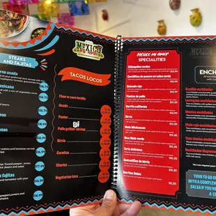 a menu for a mexican restaurant