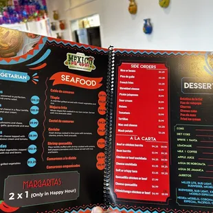 a menu for a mexican restaurant