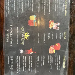 Drink menu