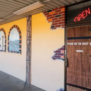 the entrance to the restaurant