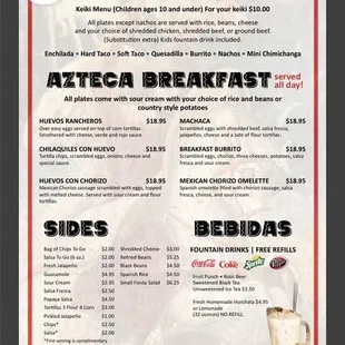 a menu for a mexican restaurant