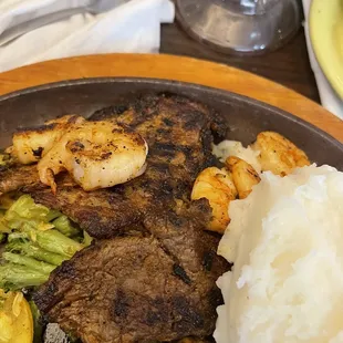 Sizzling Steak and Shrimp