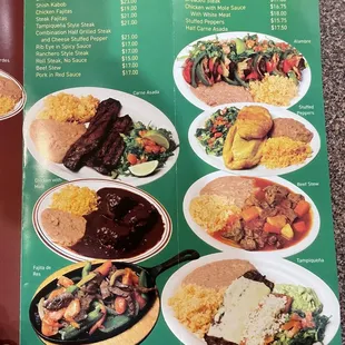 a menu for mexican food