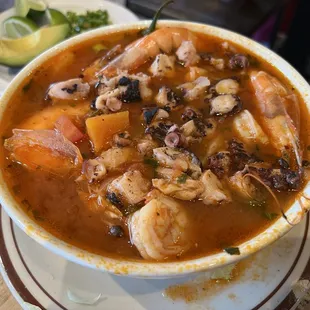 Molcajete De Mariscos. The octopus and shrimp were overcooked.