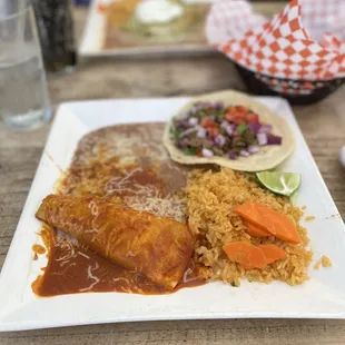 Enchilada + taco combo plate