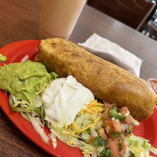 Pastor Chimichanga and horchata
