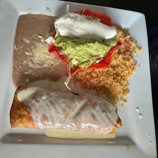 Beef, chimichanga lunch