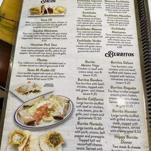 Menu as of April 2, 2023