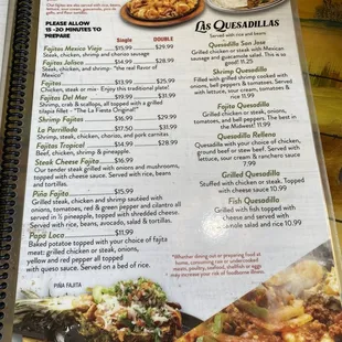 Menu as of April 2, 2023