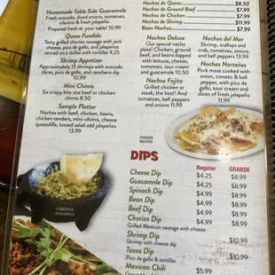 Menu as of April 2, 2023
