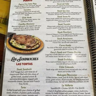Menu as of April 2, 2023