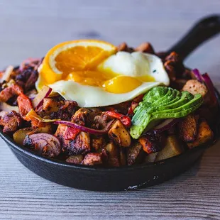 Chicken Achiote Hash plate.

A Mexican / Filipino restaurant, with breakfast, brunch &amp; lunch at Chula vista, Mexipino Craft