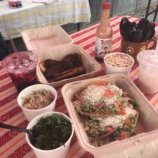 Tamarindo ribs, tequila bbq brisket, carnitas tostadas