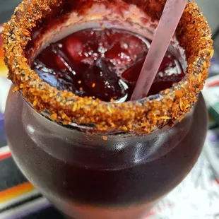 Agua de Jamaica con fresca (hibiscus-strawberry)