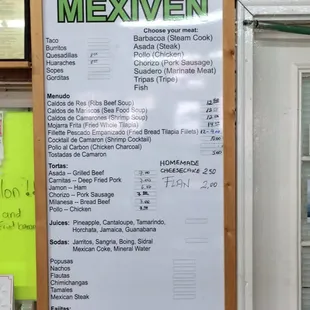 menu