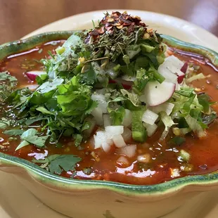 Pozole rojo (pork) - medium bowl - $6.95