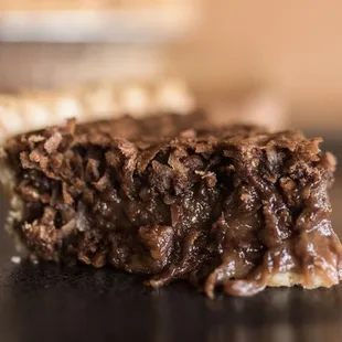 German Chocolate pie, available at Thanksgiving and Christmas.