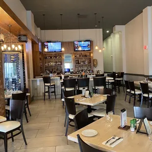 a restaurant with tables and chairs