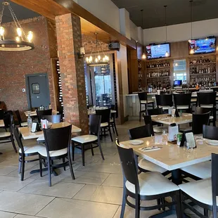 tables and chairs in a restaurant
