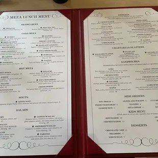 Lunch menu