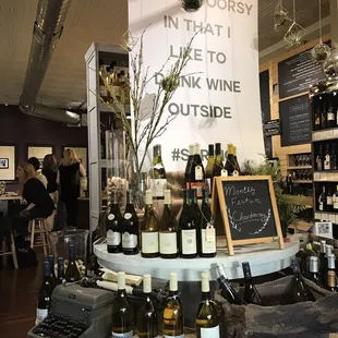 bottles of wine on display