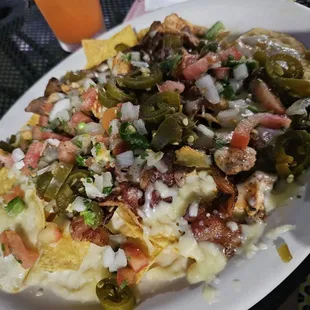 Nachos Mezcal on the patio.
