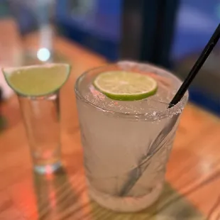 The Classic Margarita and a Shot of Tequila