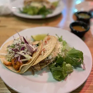 A Mahi Mahi Taco and a Crispy Carnitas Taco