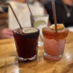 Blackberry and watermelon margaritas