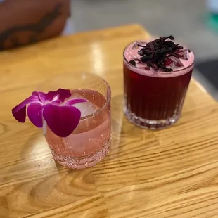 two drinks on a table