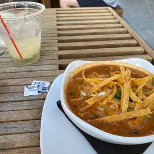Tortilla soup &amp; margarita.