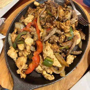 Chicken and steak fajitas