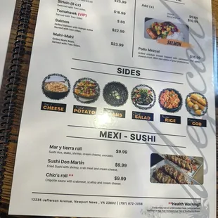 menu, sushi and sashimi