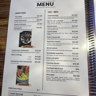 menu