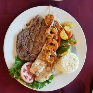 Tres Amigos Steak, Shrimp and chicken
