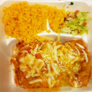 The macho burrito with rice and no beans ?.
