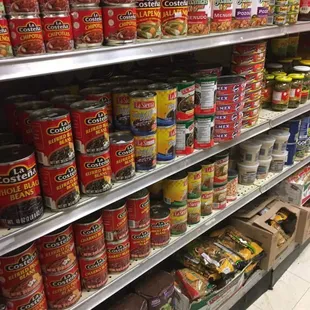 canned food on shelves