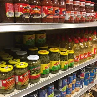 a variety of condiments