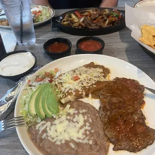 Cowboy Steak with cheese enchiladas