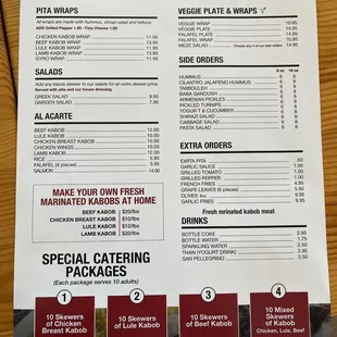 a menu for a restaurant on a table